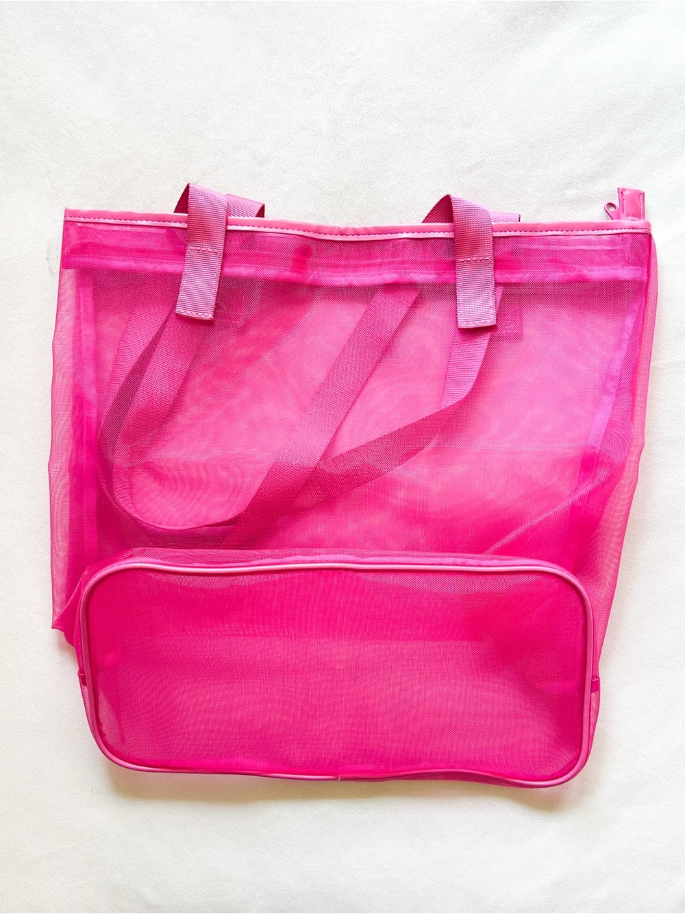 Bright Pink Mesh Tote Bag
